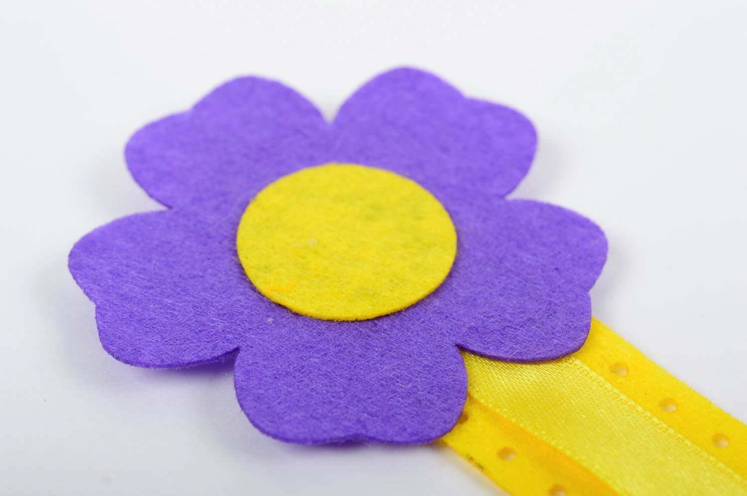 Porte-serre-tete fait main Rangement bijoux jaune violet avec fleur Cadeau fille photo 2