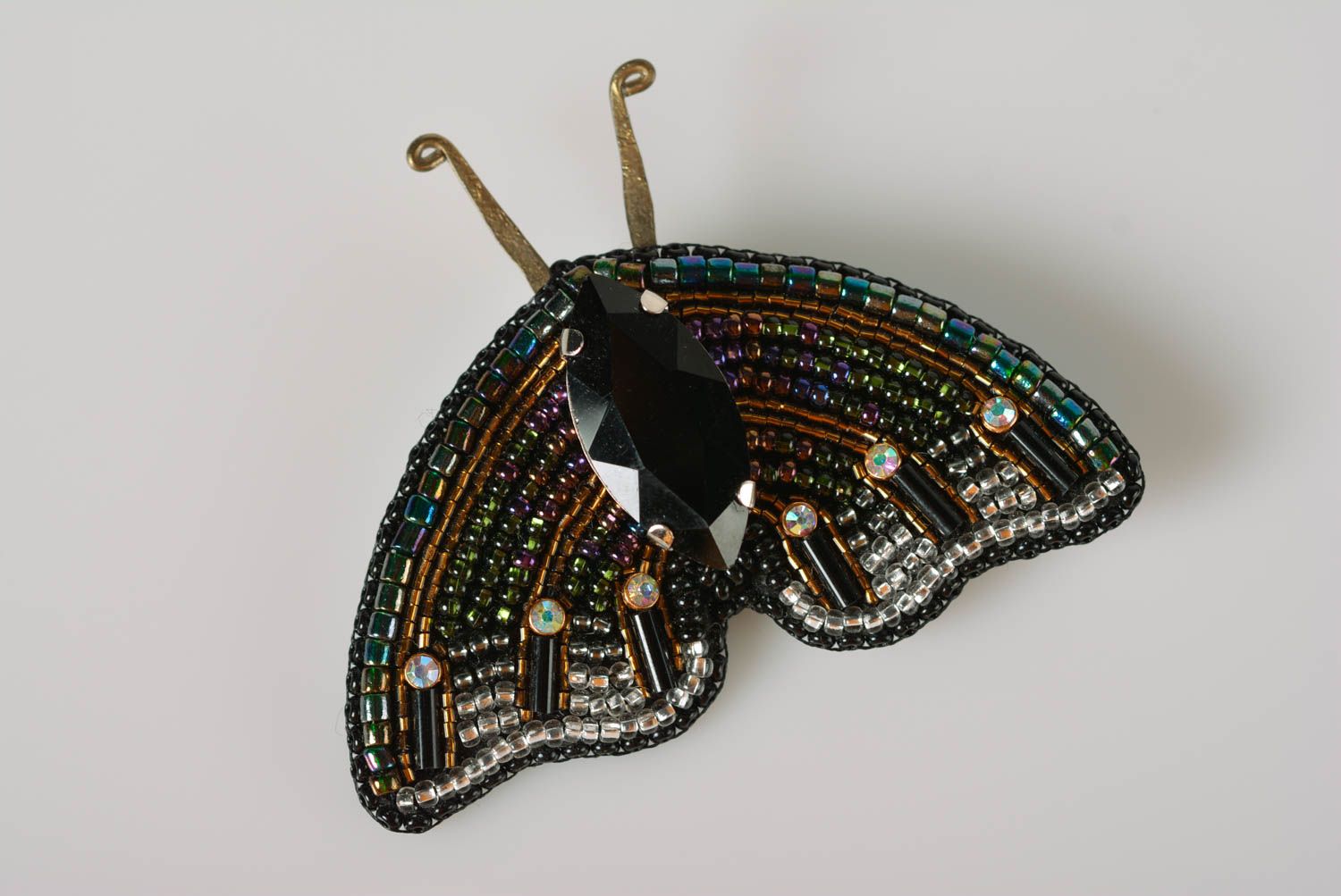 Broche insecte Bijou perles de rocaille fait main Accessoire femme Papillon photo 2