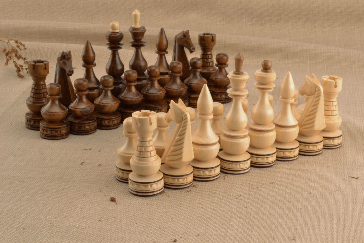 Wooden set of chess pieces photo 1