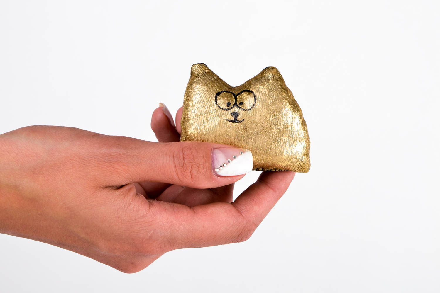 Игрушка кот ручной работы детская игрушка золотая мягкая игрушка из ткани фото 2