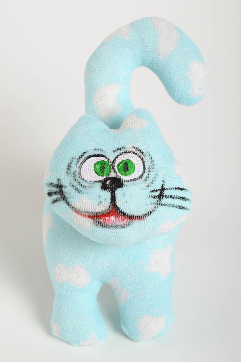 Мягкая игрушка ручной работы игрушка кот голубой забавный подарок на новоселье фото 2
