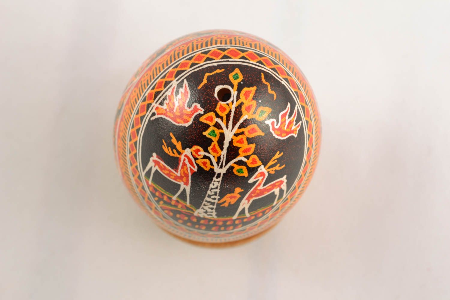 Oeuf de Pâques peint avec support en bois naturel fait main décoration ethnique photo 3
