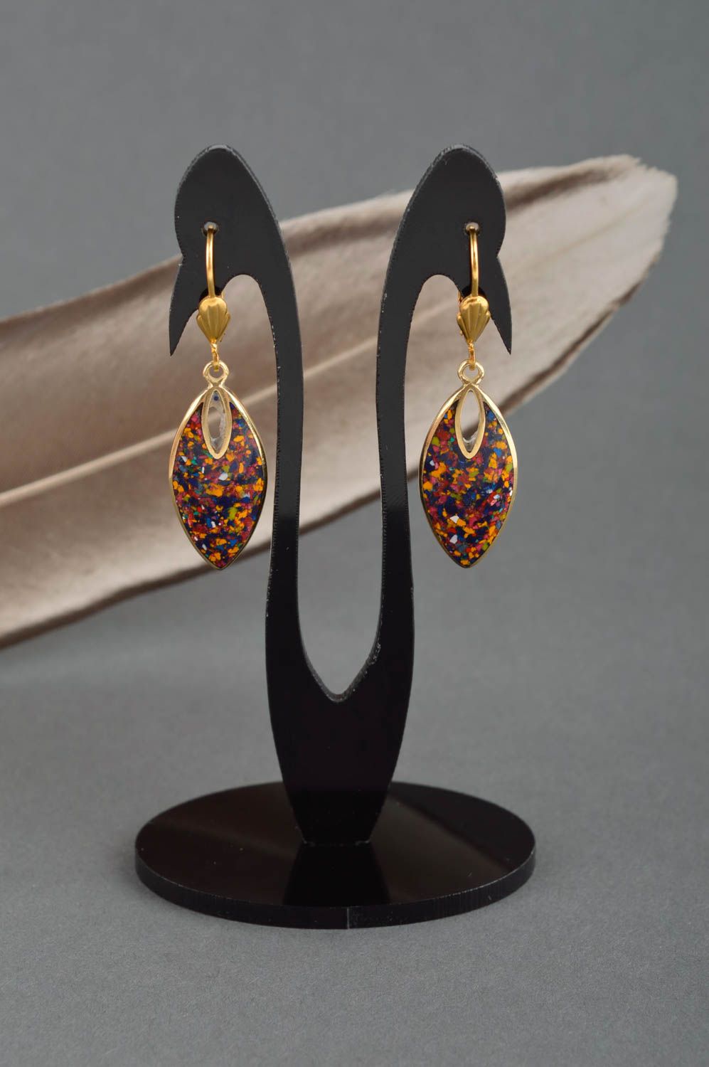 Handmade beautiful stylish earrings unusual jewelry earrings with natural stones photo 1
