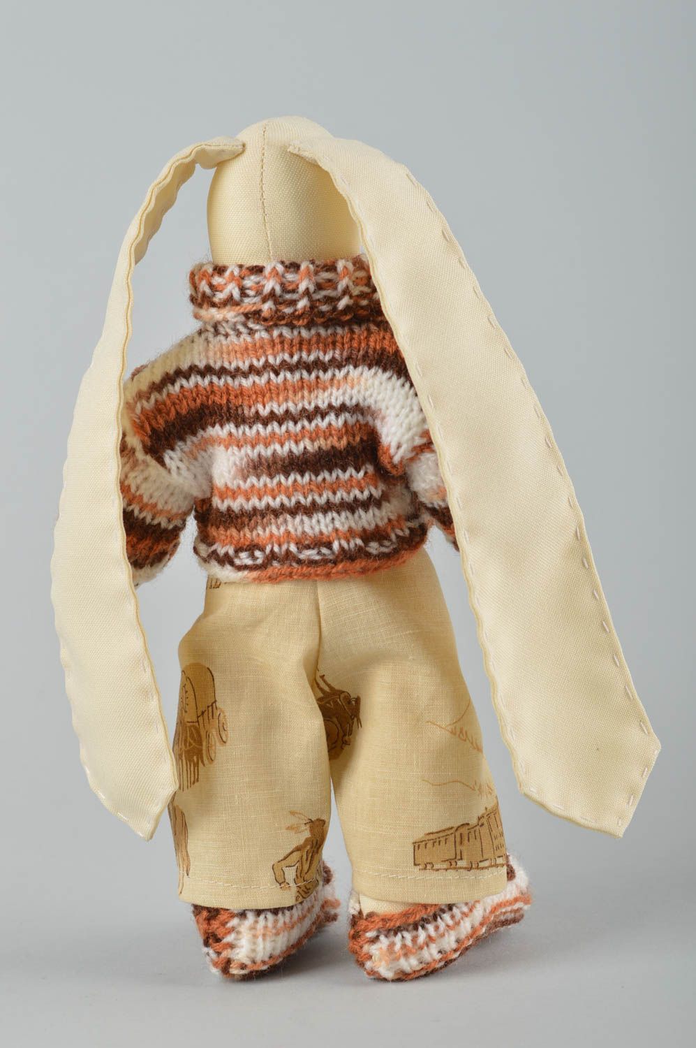Peluche lievre Jouet fait main Jouet tricoté Cadeau enfant original en coton photo 5