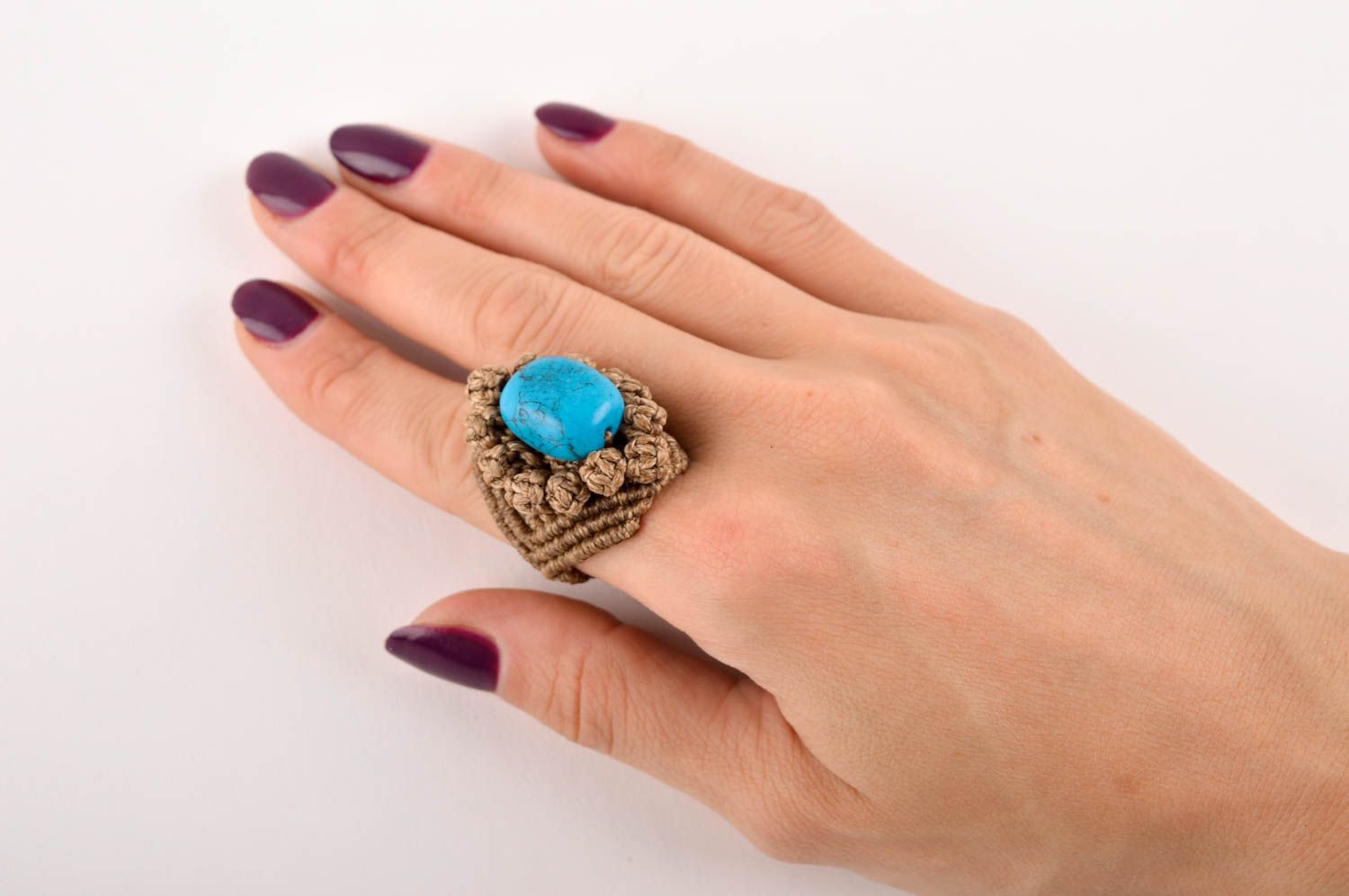 Handmade massive ring gift jewelry with natural stone beautiful cute ring photo 5