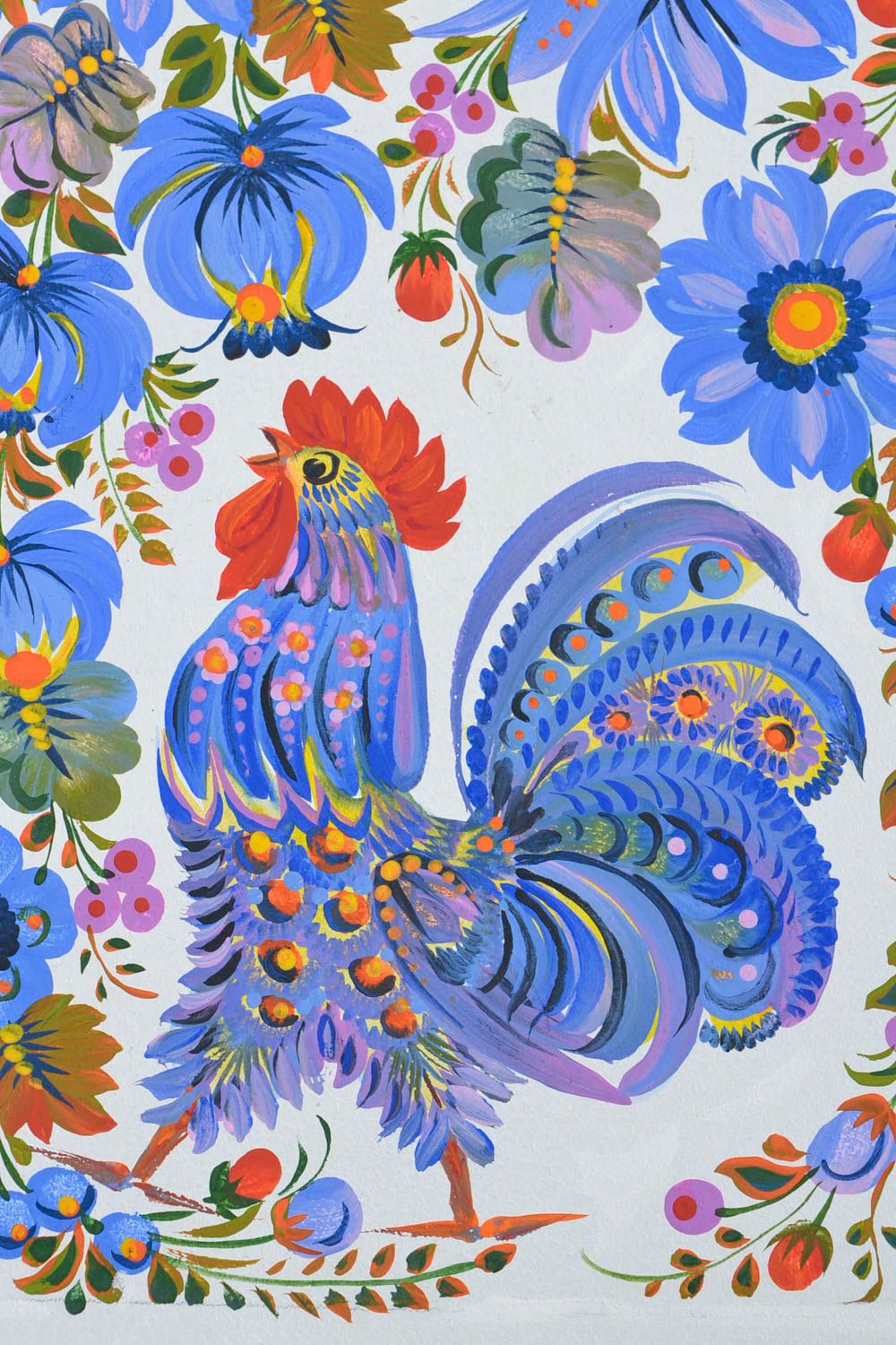 Настенная картина с Петриковской росписью ручной работы в этно стиле Утро фото 4