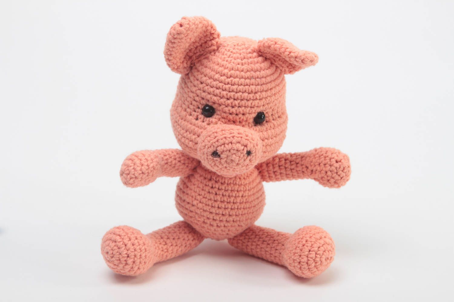 Pink crocheted toy soft handmade toy stylish interior decor cute gift toy photo 2