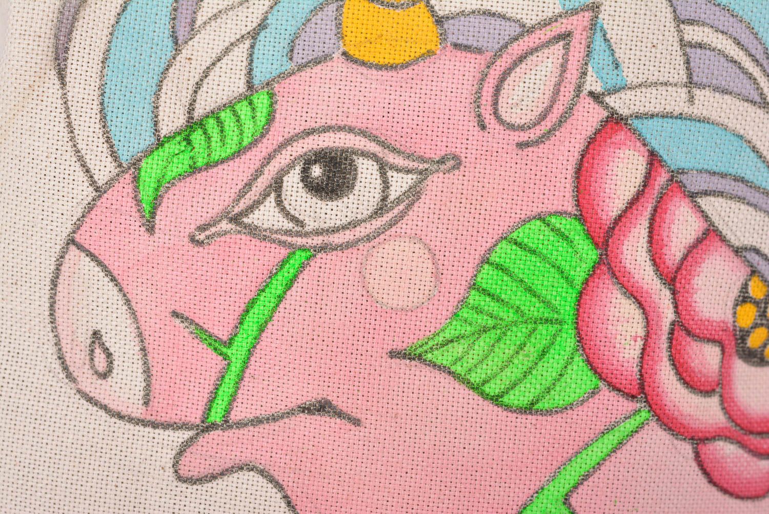 Handmade Stoff Tragetasche Designer Tasche Damen Accessoire Stoff Tasche Einhorn foto 2