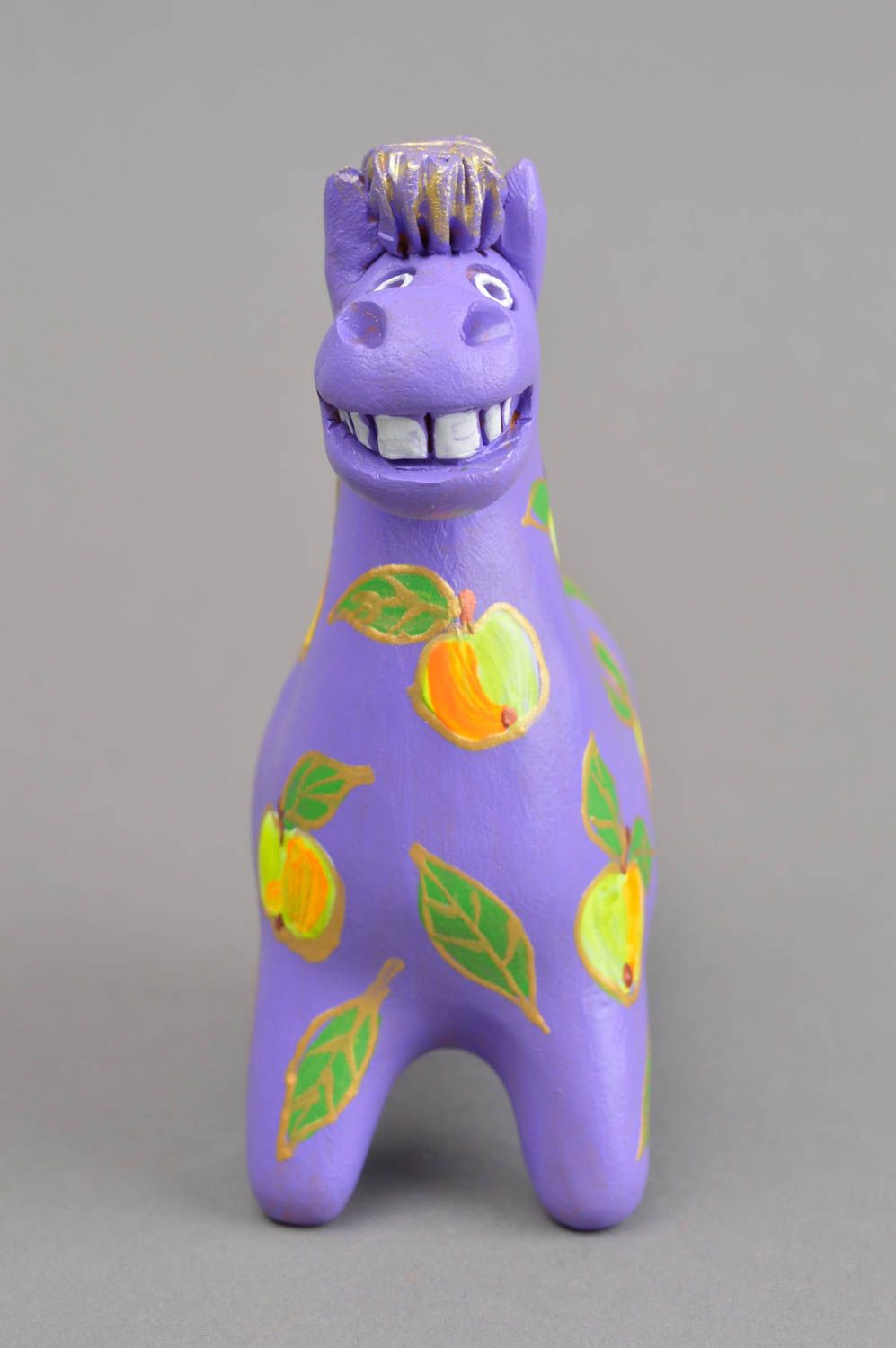 Игрушка из глины ручная работа керамический сувенир свистулька из глины лошадь фото 2