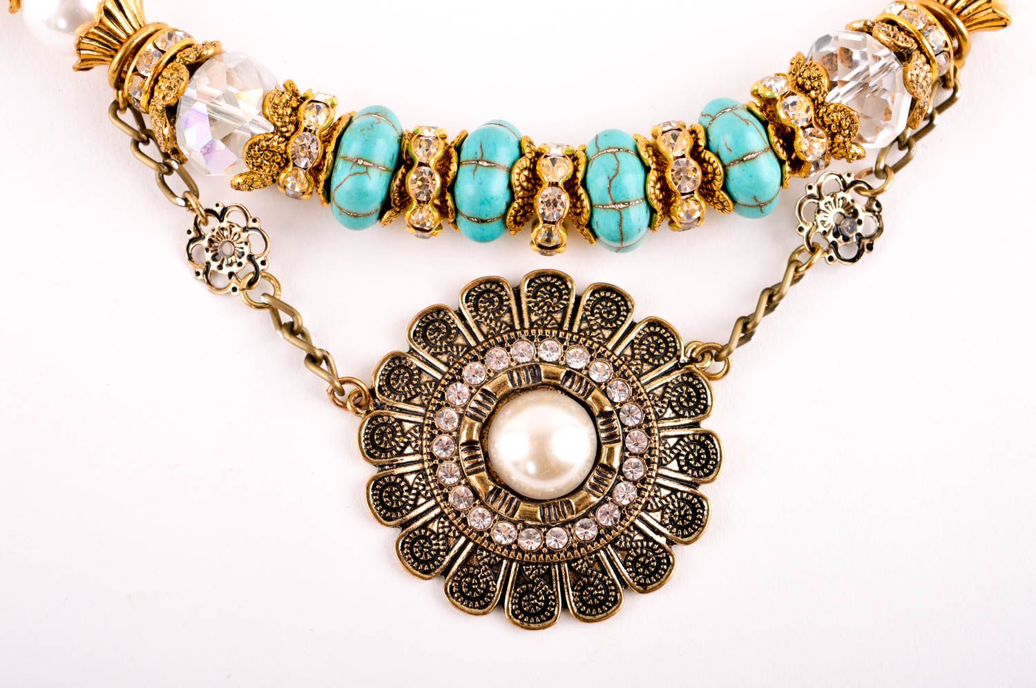 Handmade necklace with stones unusual accessory gift ideas women necklace photo 3