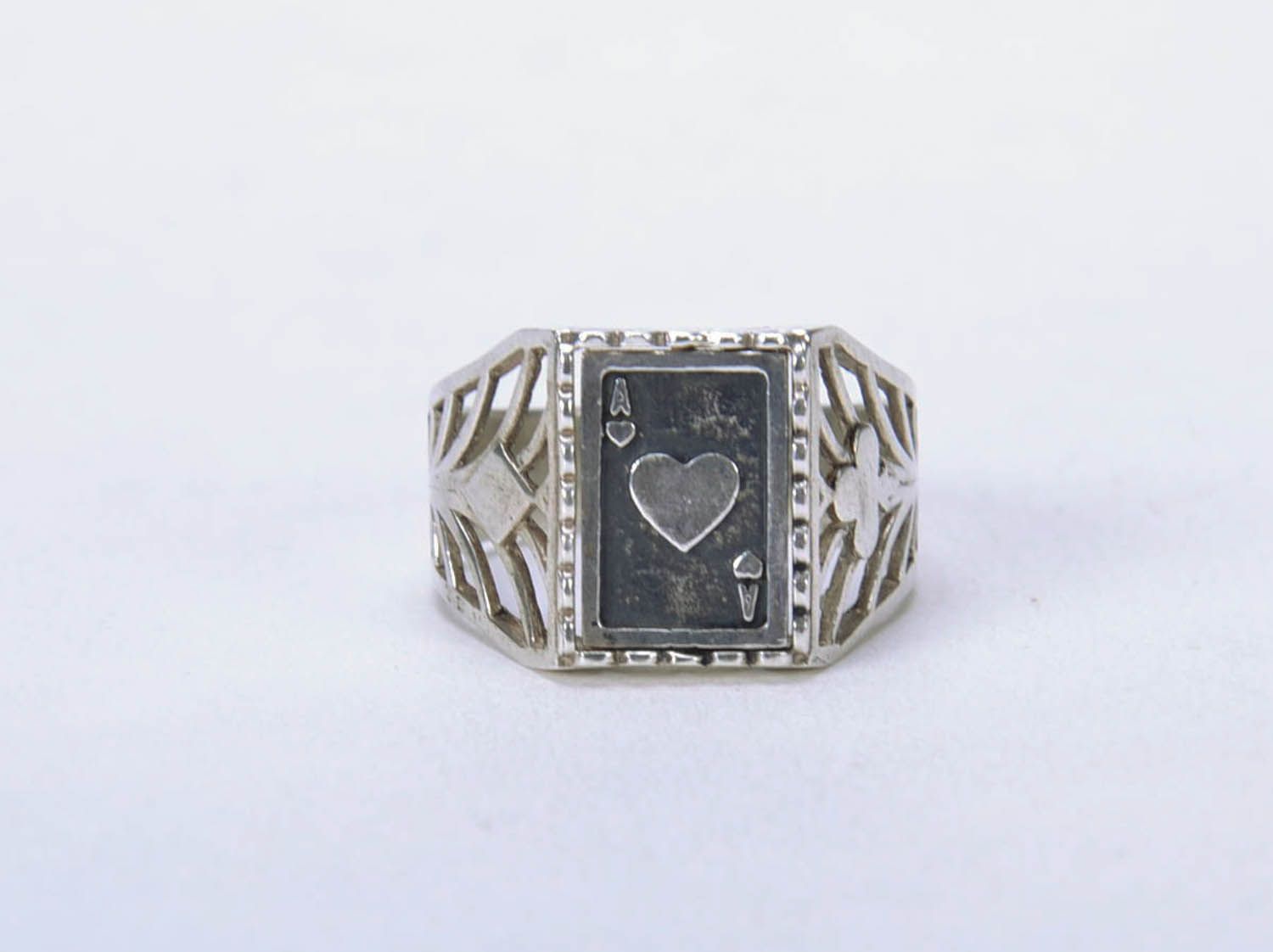 Anel de prata Ás de corações jóias de mulher feitas à mão  foto 3