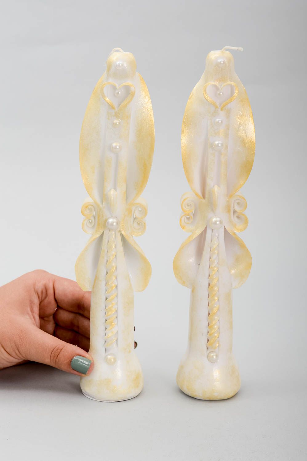 Velas de parafina hechas a mano amarillas elementos decorativos regalo original foto 5
