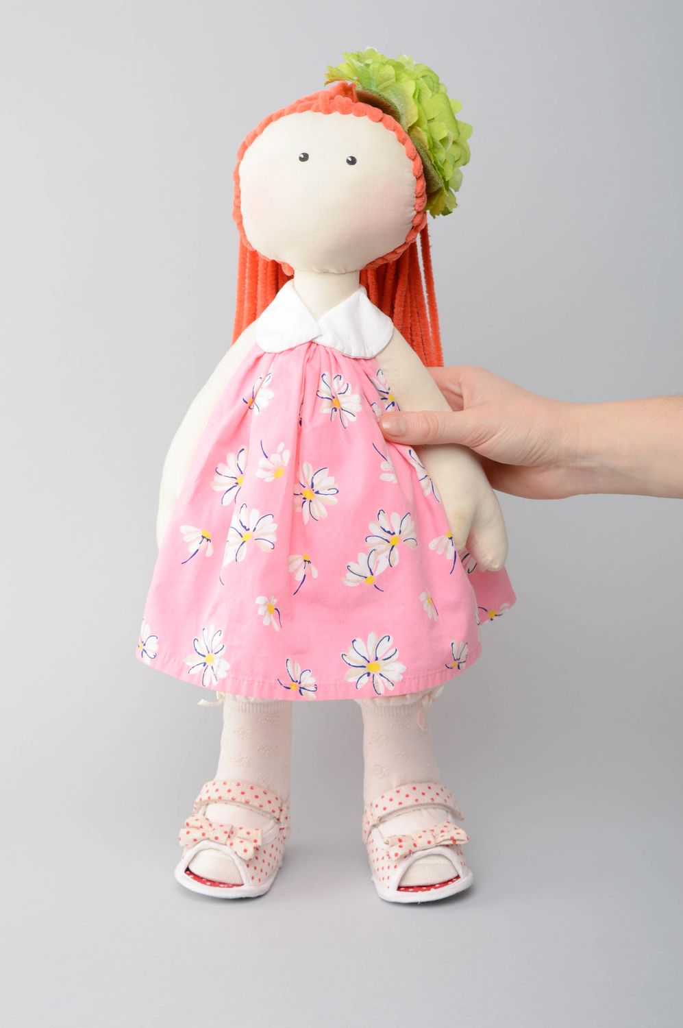 Авторская кукла с длинными рыжими волосами  фото 4
