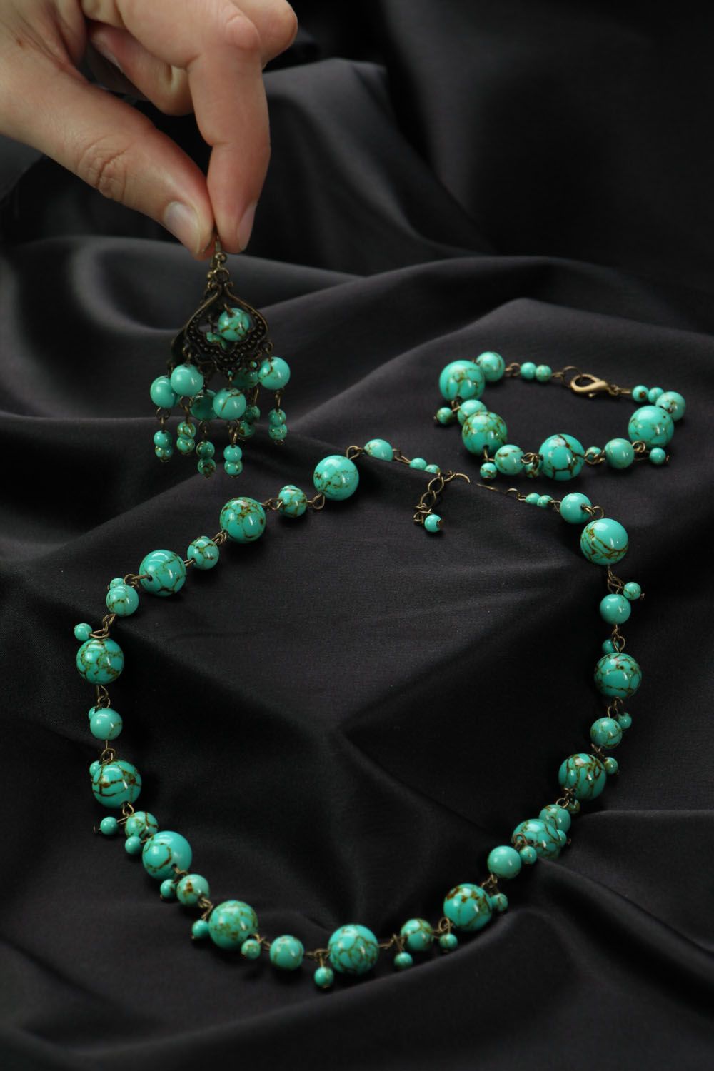 Ensemble de bijoux en turquoise fait main photo 4