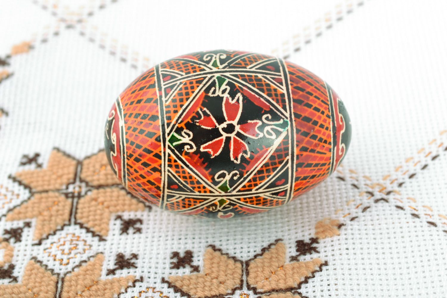 Beautiful colorful decorative Easter egg with handmade painting for present photo 1
