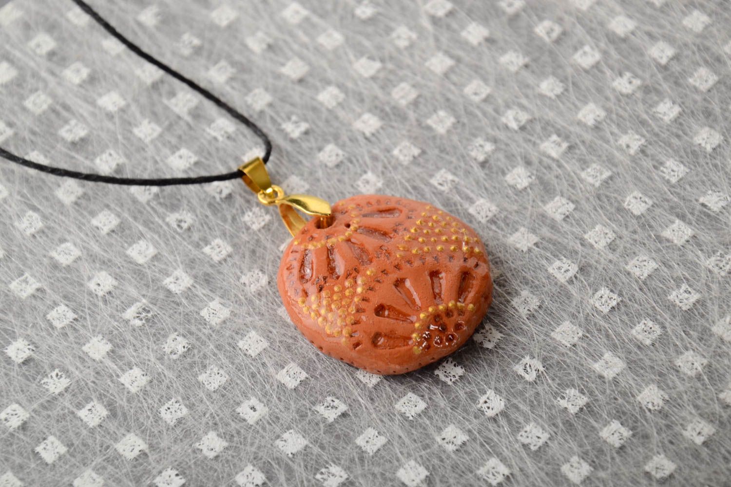 Handmade pendant unusual accessory clay jewelry gift ideas beautiful pendant photo 1