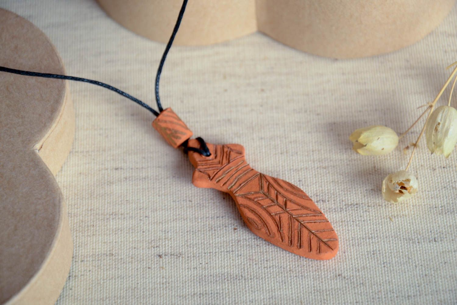 Handmade clay pendant designer pendant unusual accessory gift for women photo 1