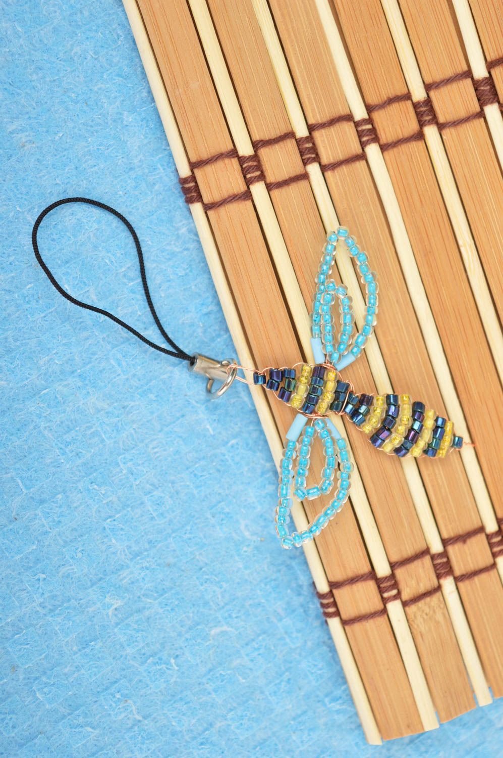 Handmade phone strap beaded keychain unusual gift design trinket souvenir chain photo 1