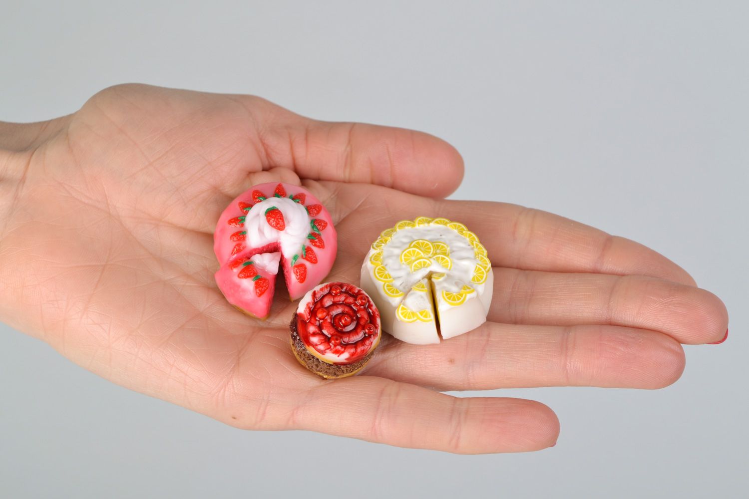Handmade accessories for dolls miniature polymer clay food cakes  photo 2