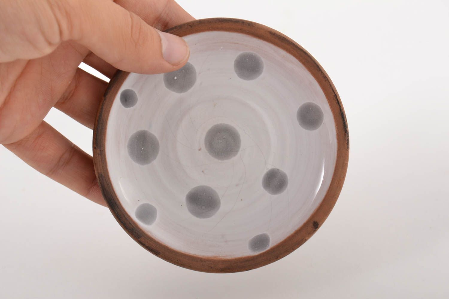Керамика ручной работы глиняная посуда глиняная тарелка горошек столовая посуда  фото 4