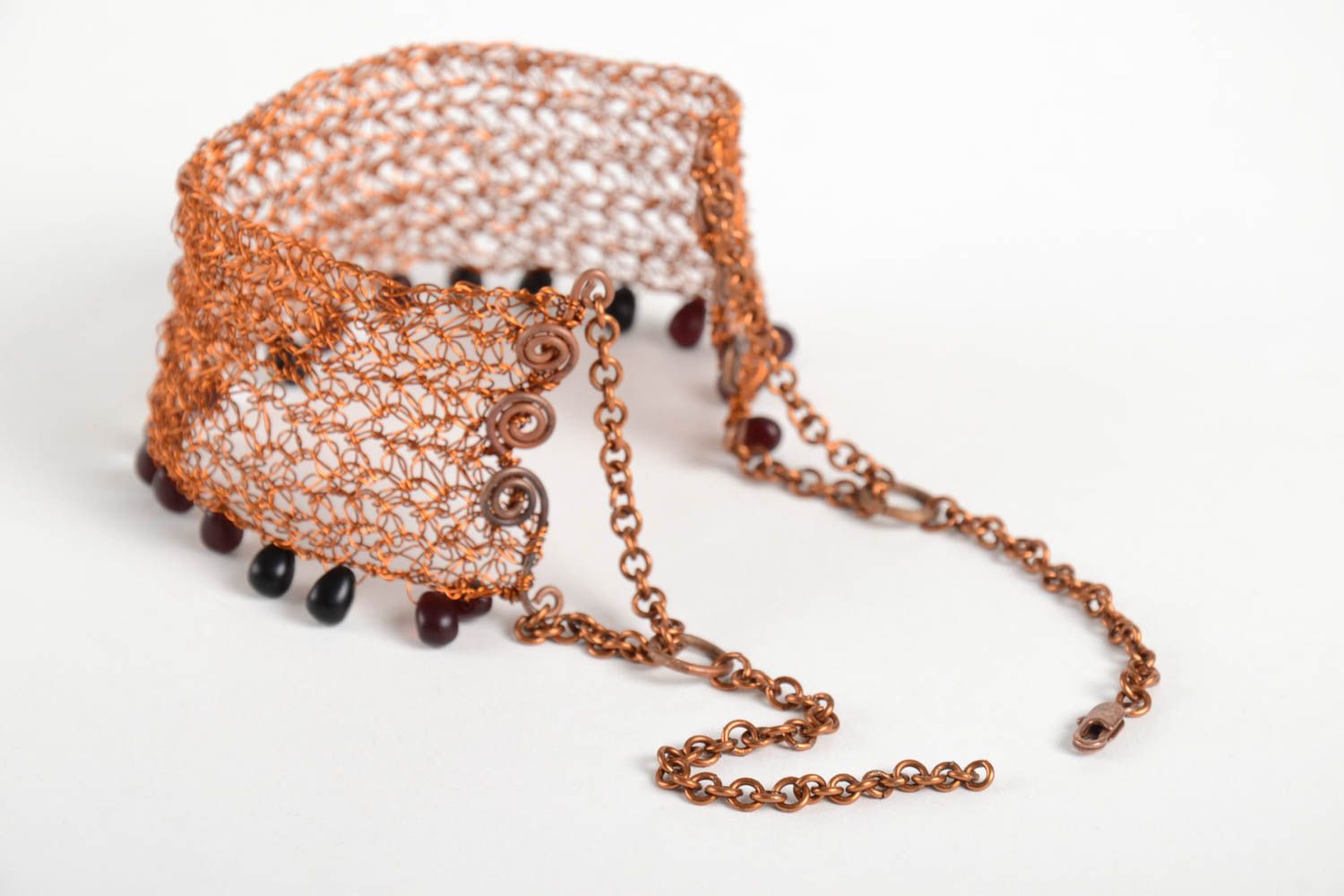 Handmade Collier Halskette Mode Schmuck Damen Armband aus Kupfer mit Steinen foto 3