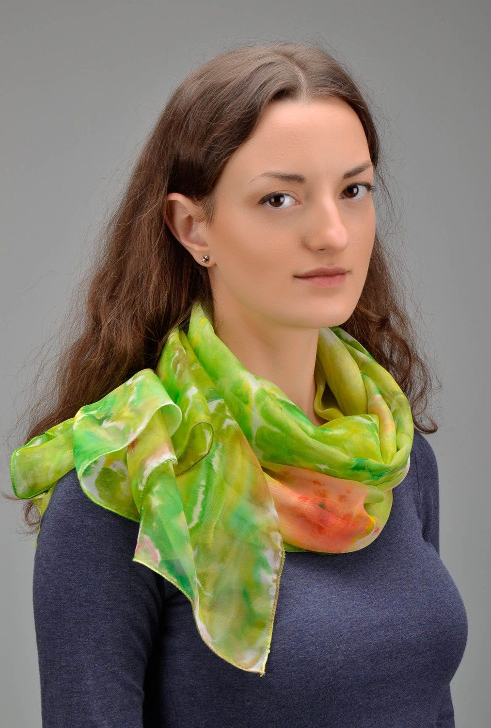 Шёлковый шарф в технике шибори фото 5