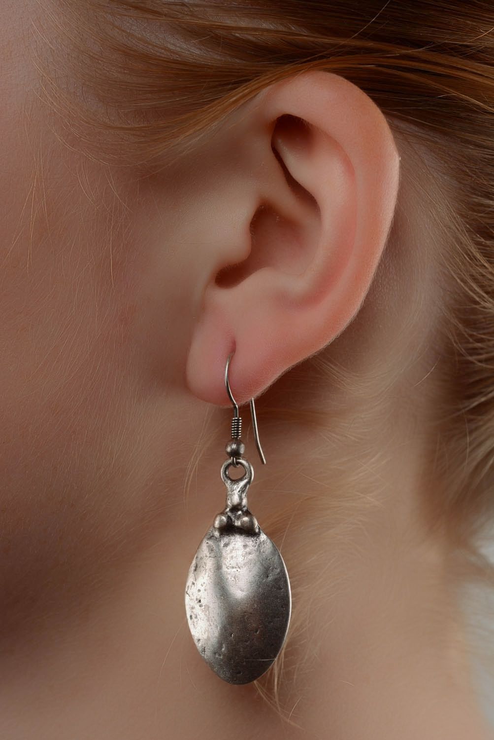Metal earrings with pendants Spoons photo 4