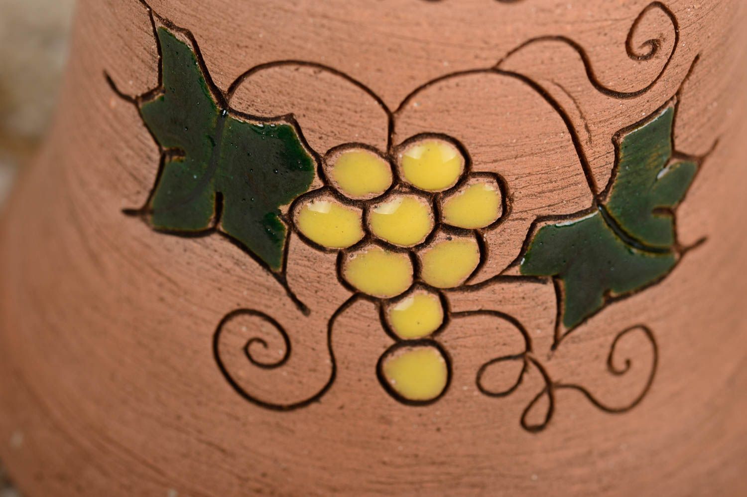 Campana artesanal de arcilla con dibujo decoración de hogar regalo original foto 3