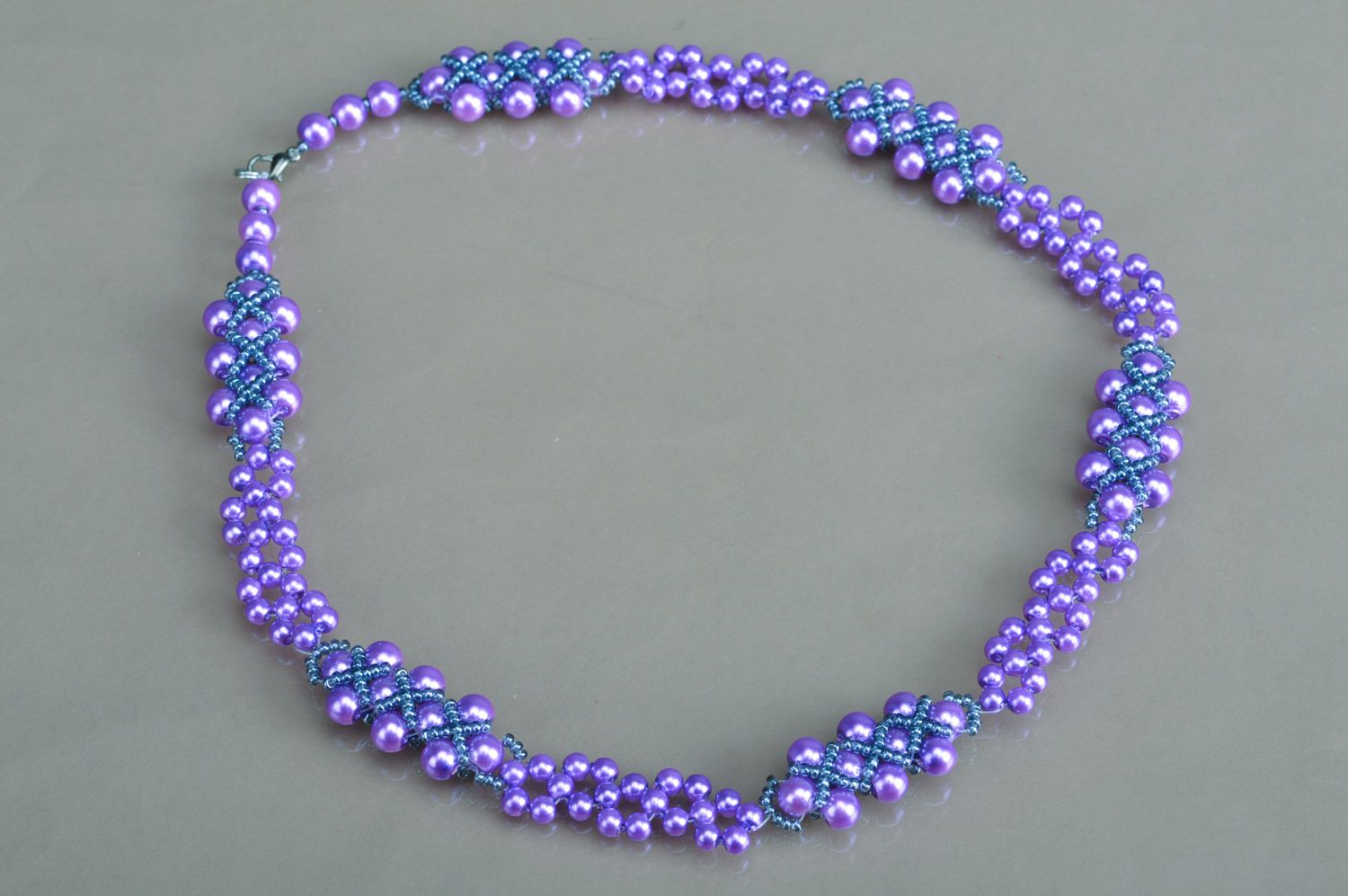 Bright designer handmade women's beaded necklace photo 2