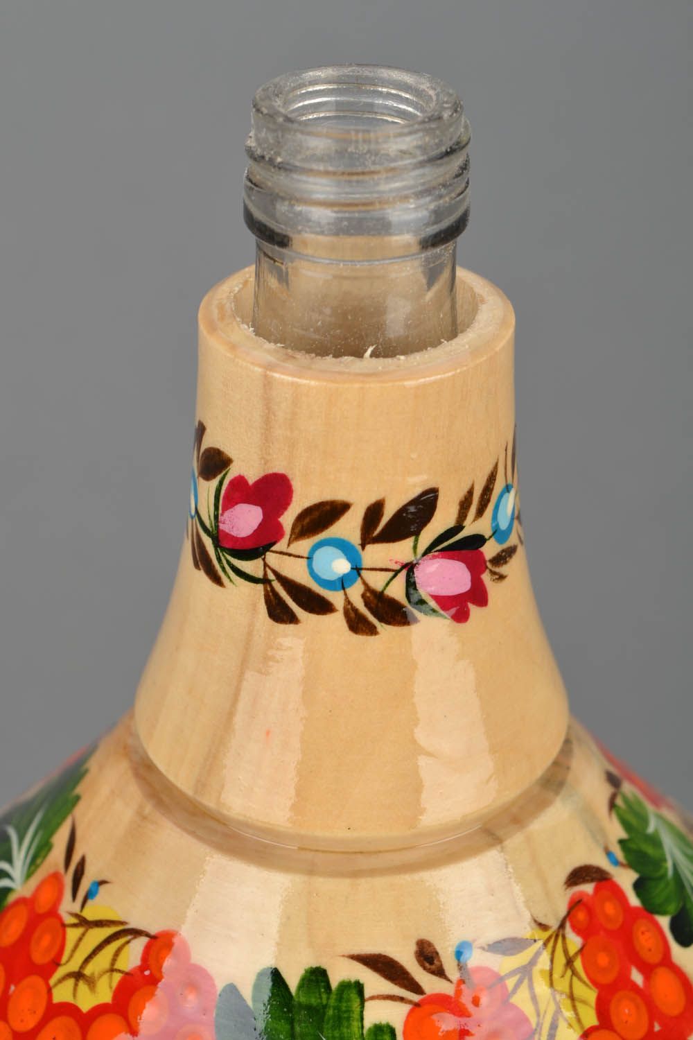 Homemade painted wooden bottle photo 2