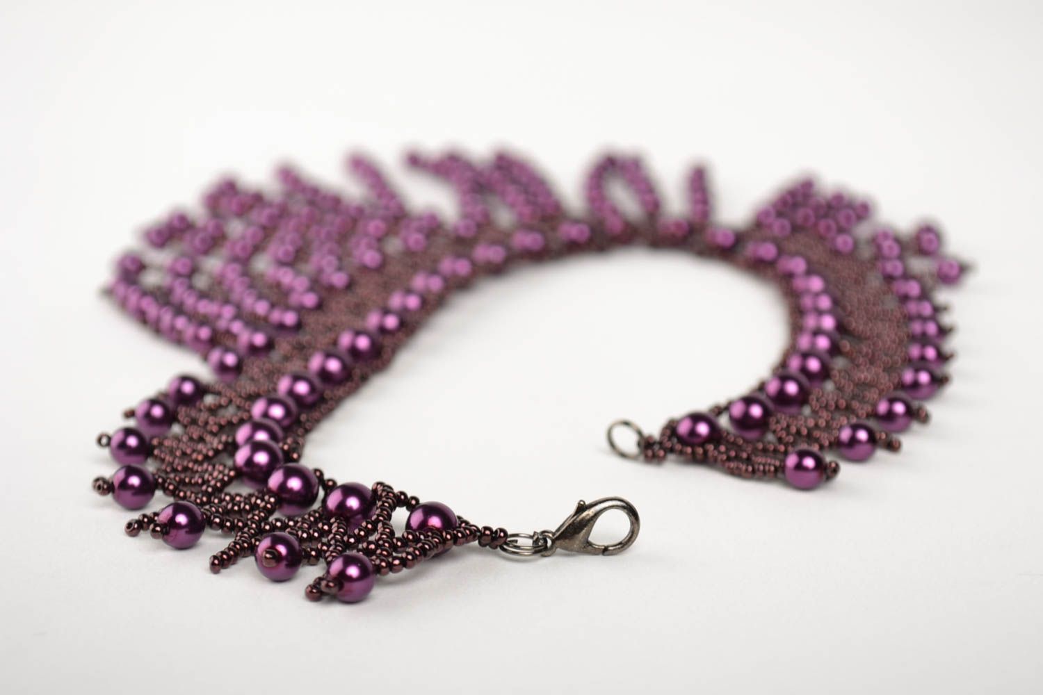 Handmade beaded necklace seed beads jewelry evening necklace handmade accessory photo 4