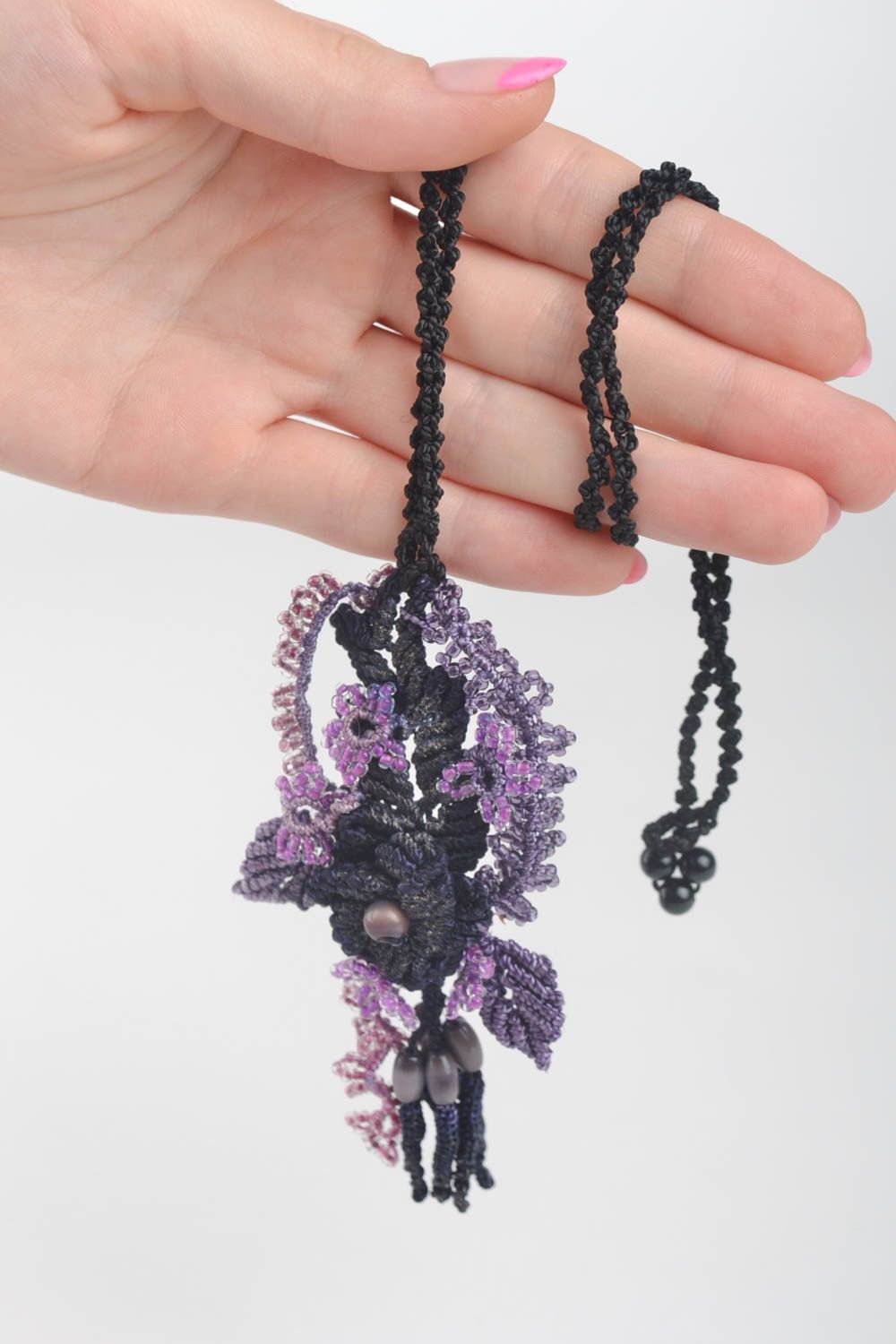 Flower jewelry macrame necklace handmade jewellery women accessories gift ideas photo 5