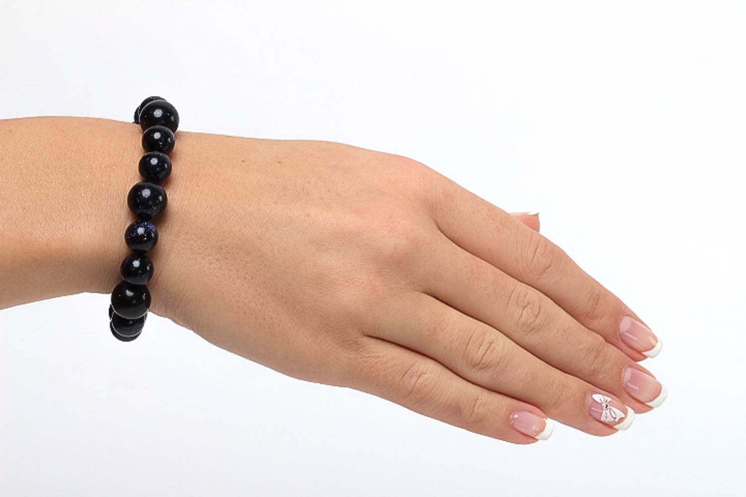 Bracelet en aventurine Bijou fait main noir design original Cadeau pour femme photo 5