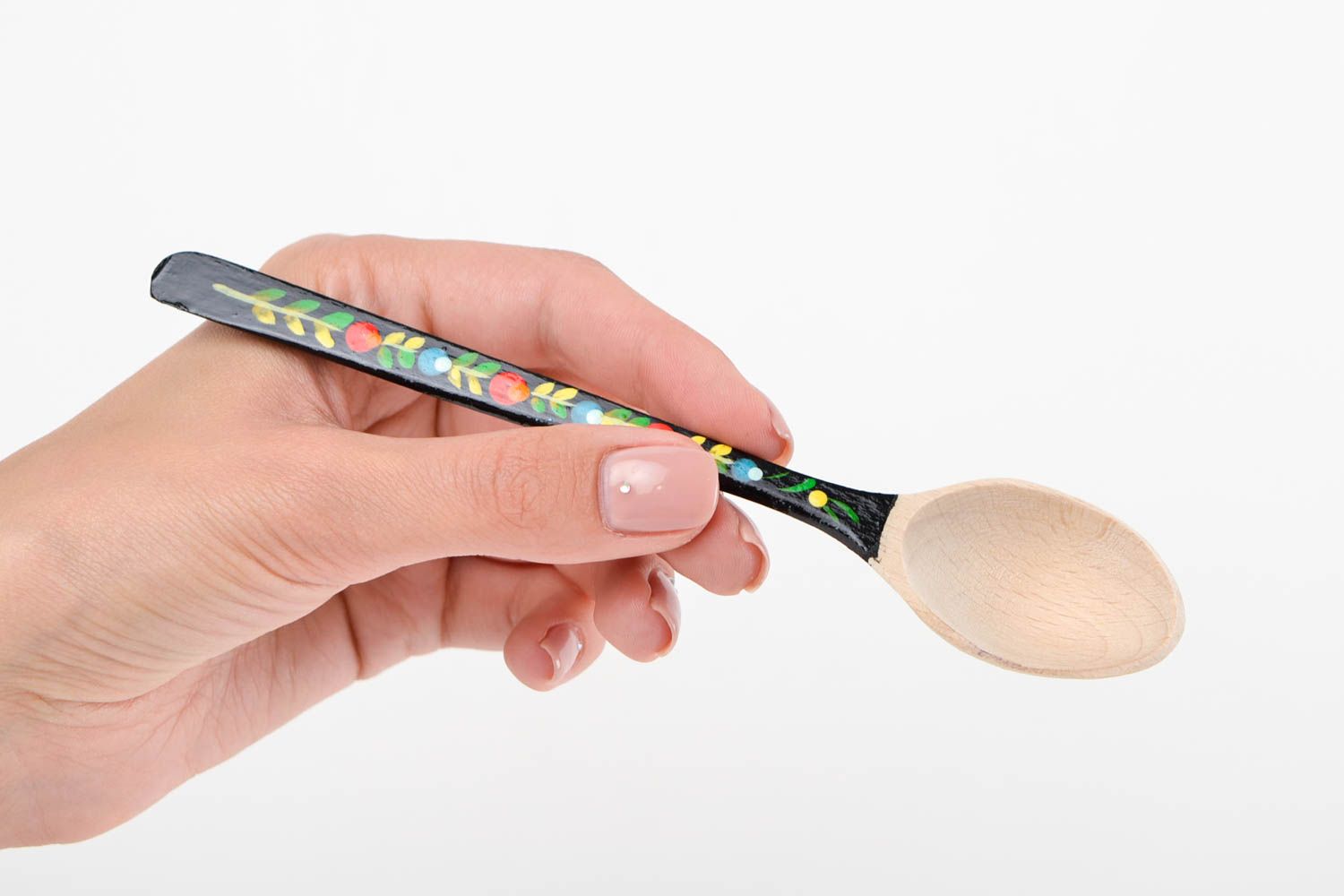 Handmade designer painted spoon unusual wooden spoon ware in ethnic style photo 2