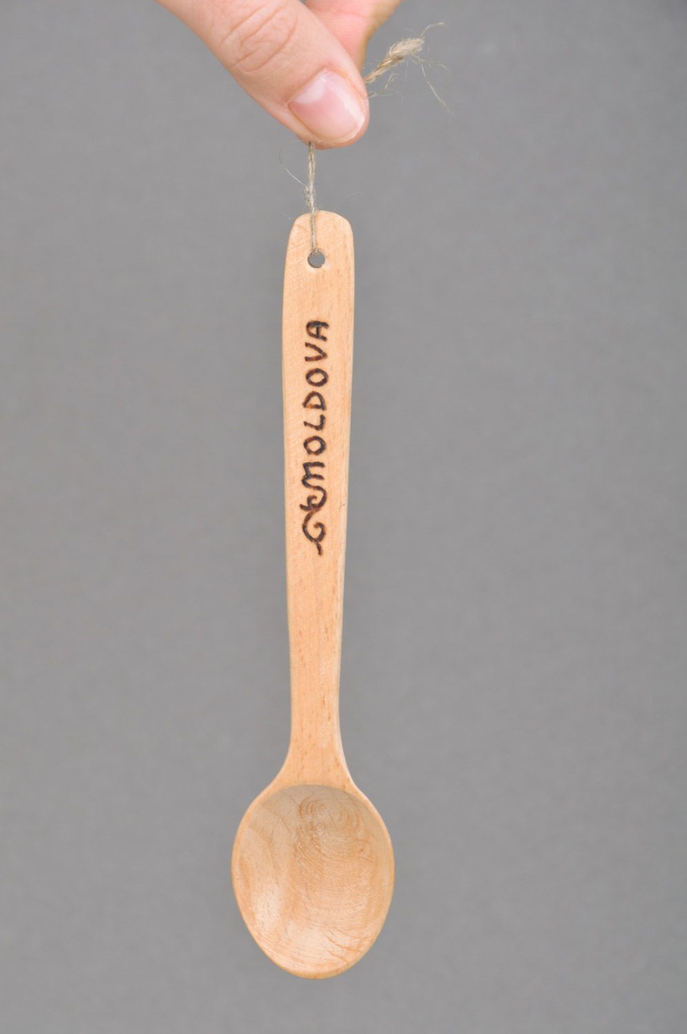 Handmade wooden spoon with pyrography for kitchen or dining room decor photo 3