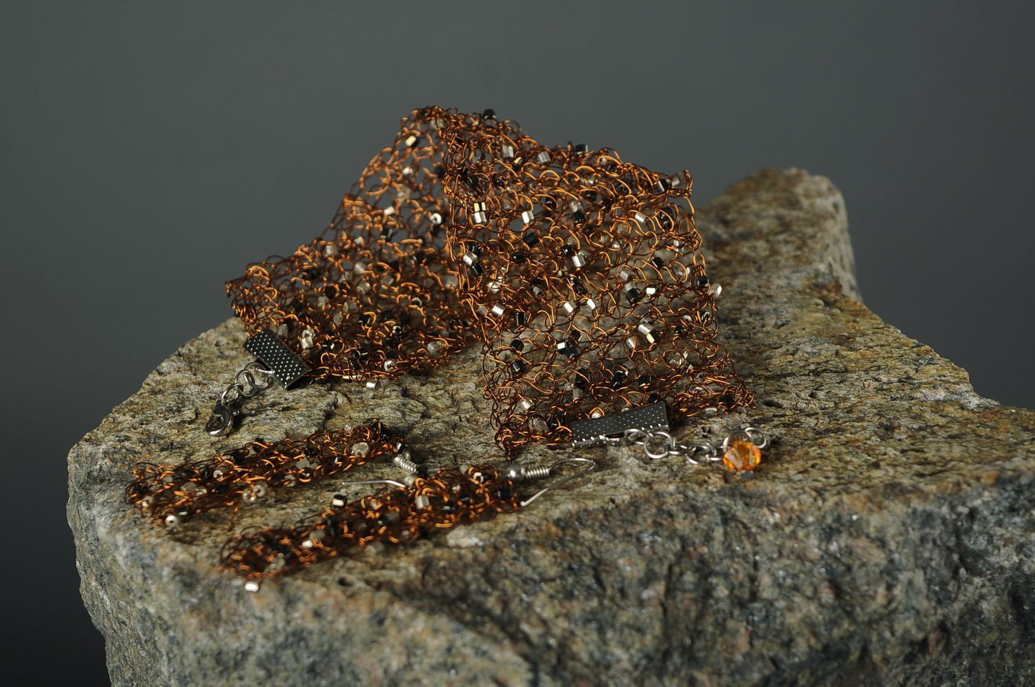 Conjunto de jóias de fio de cobre foto 4