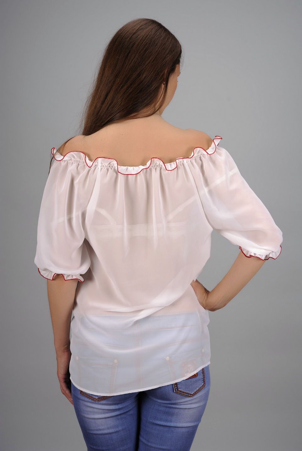Chiffon blouse with short sleeves photo 3