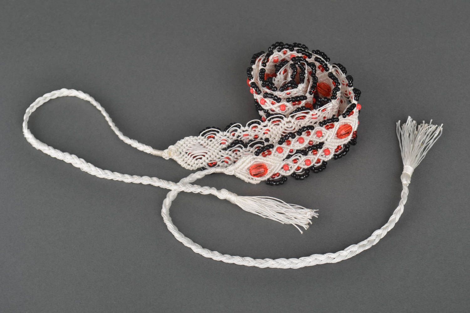 Handmade geflochtener Gürtel Accessoires für Frauen Damen Gürtel weiß schwarz foto 5