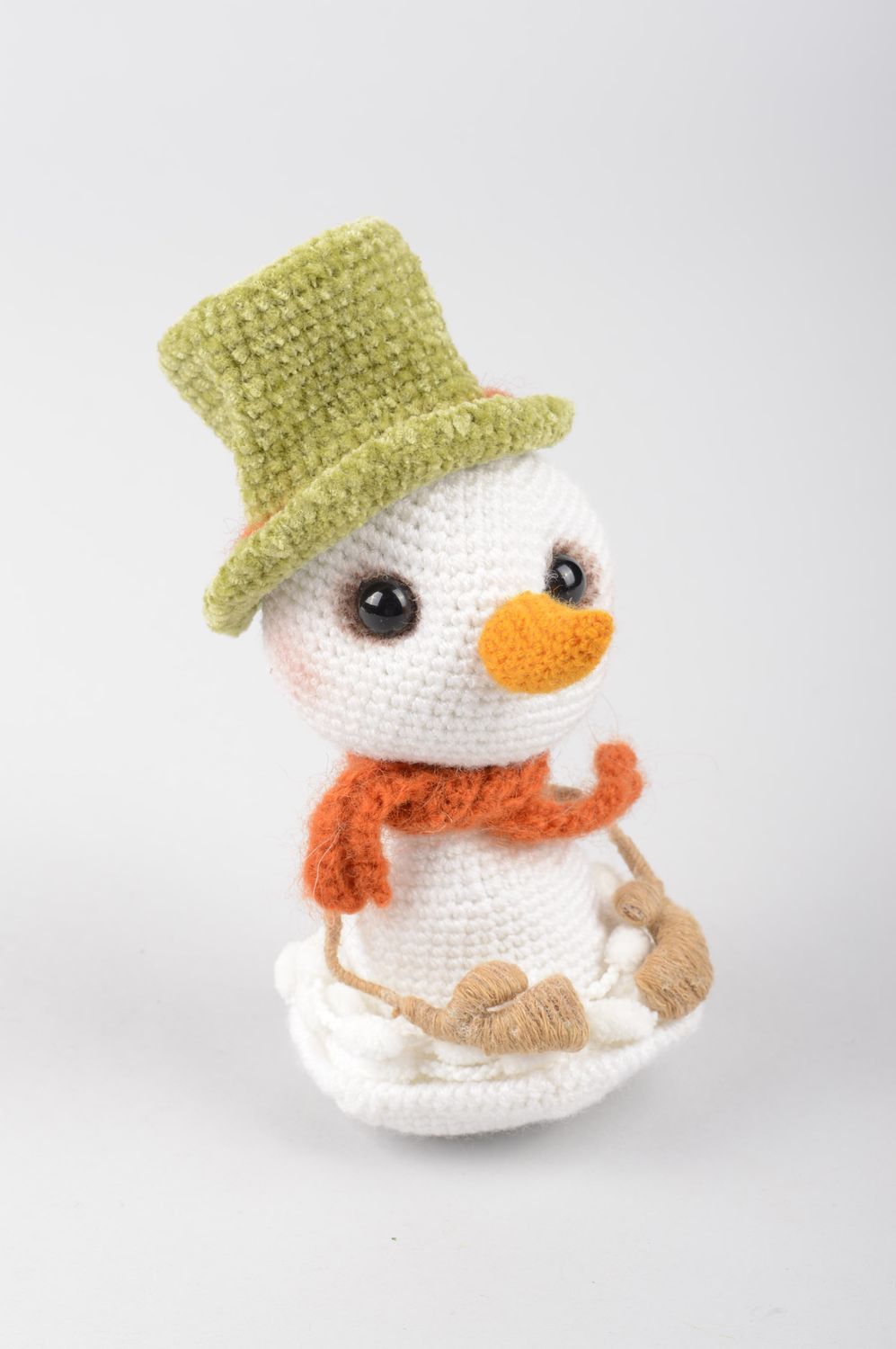Handmade snowman toy crocheted toy handmade knitted toy toy for children  photo 2