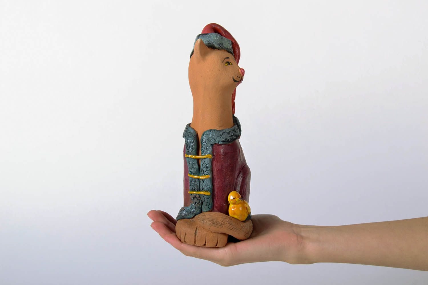 Figurine en céramique Chat-cosaque faite main photo 5
