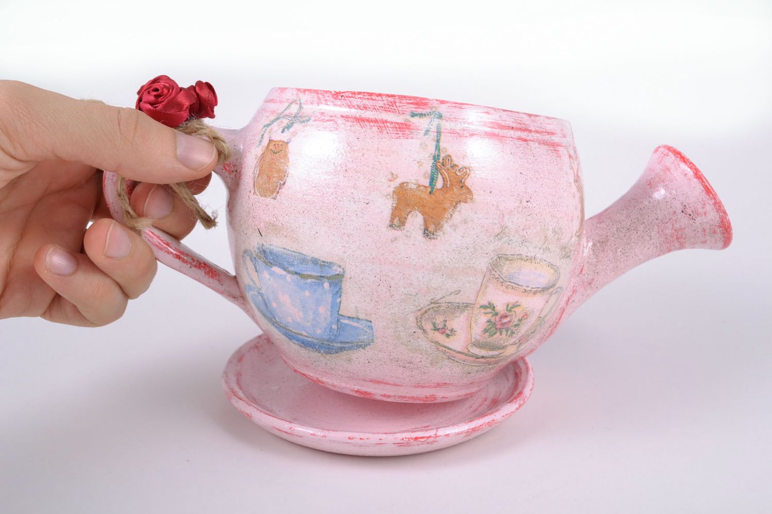 Ceramic flowerpot in the shape of teapot photo 2