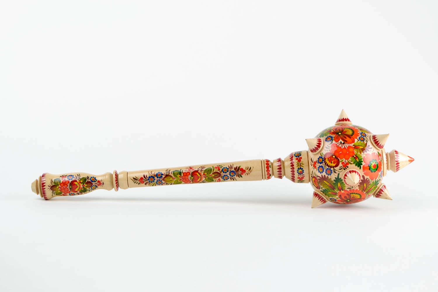 Painted wooden mace handmade folk weapon wooden weapon decorative use only photo 3