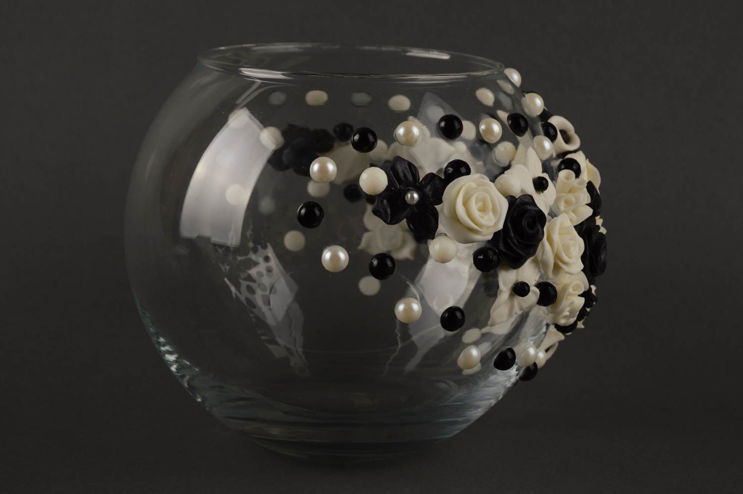 Стеклянная ваза ручной работы ваза из стекла украшение интерьера круглая фото 4