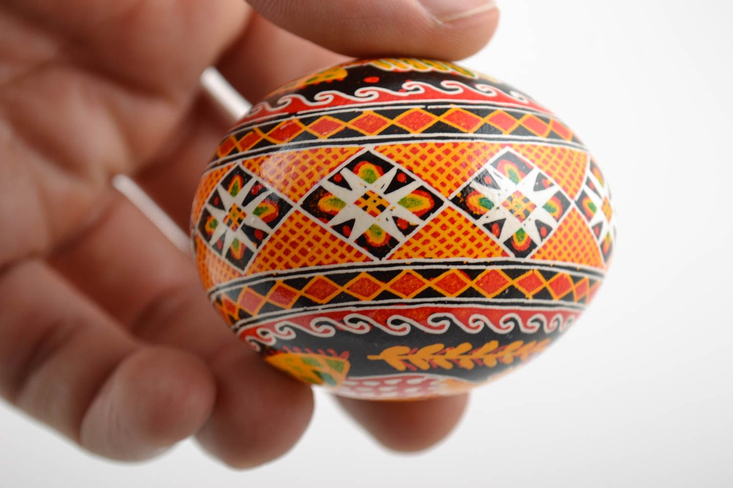 Beautiful homemade painted Easter egg with chicken drawing photo 2