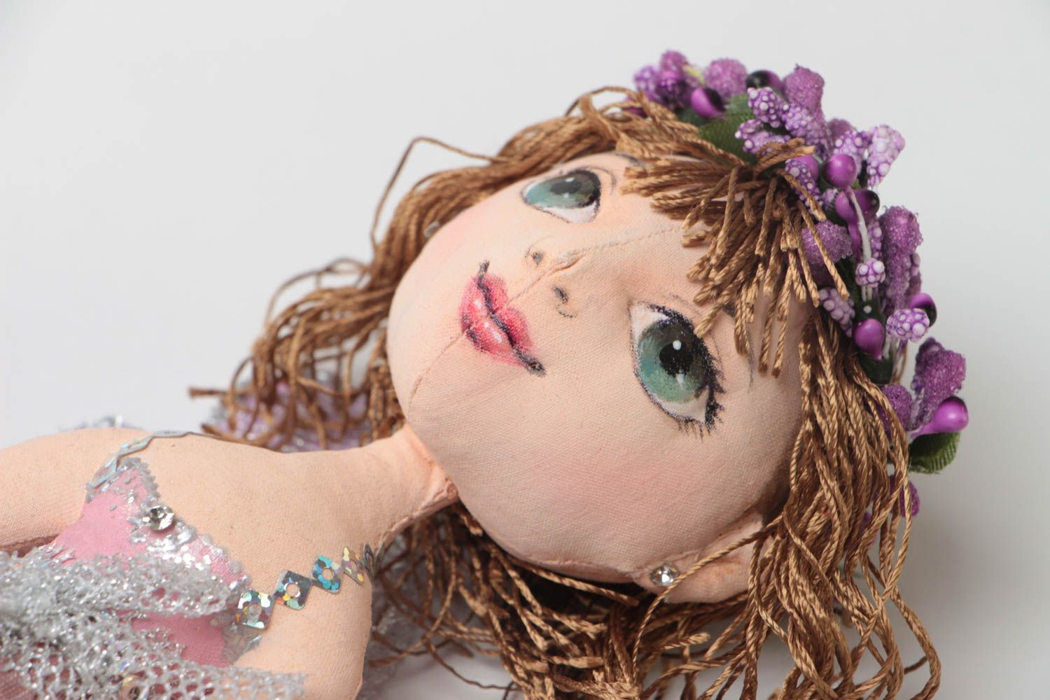 Uniquely designed handmade lovely fabric Fairy doll painted with acrylic paints photo 2
