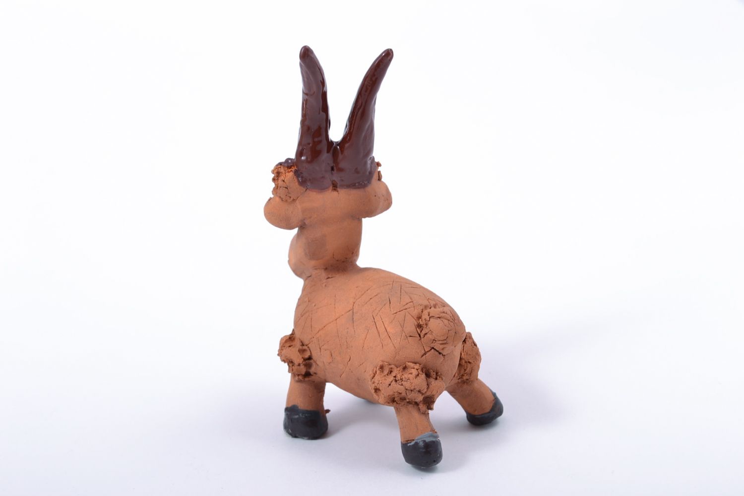Figurine décorative Chèvre brune terre cuite couleurs acryliques faite main photo 4