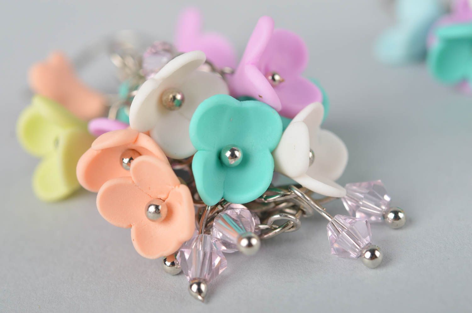 Handmade beautiful earrings stylish polymer clay jewelry flower earrings photo 3