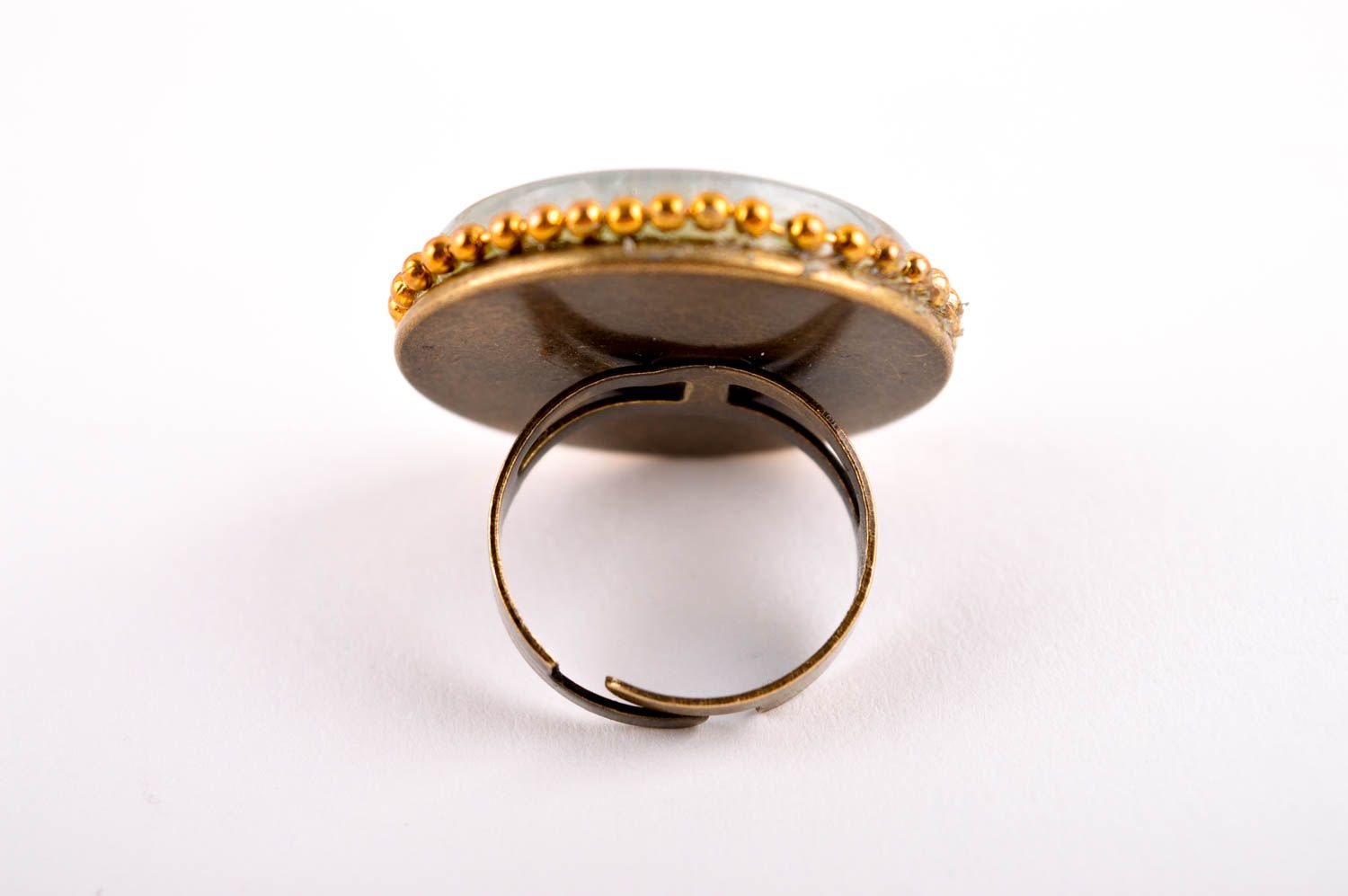Anello con pietra naturale fatto a mano di metallo bello accessorio da donna foto 4