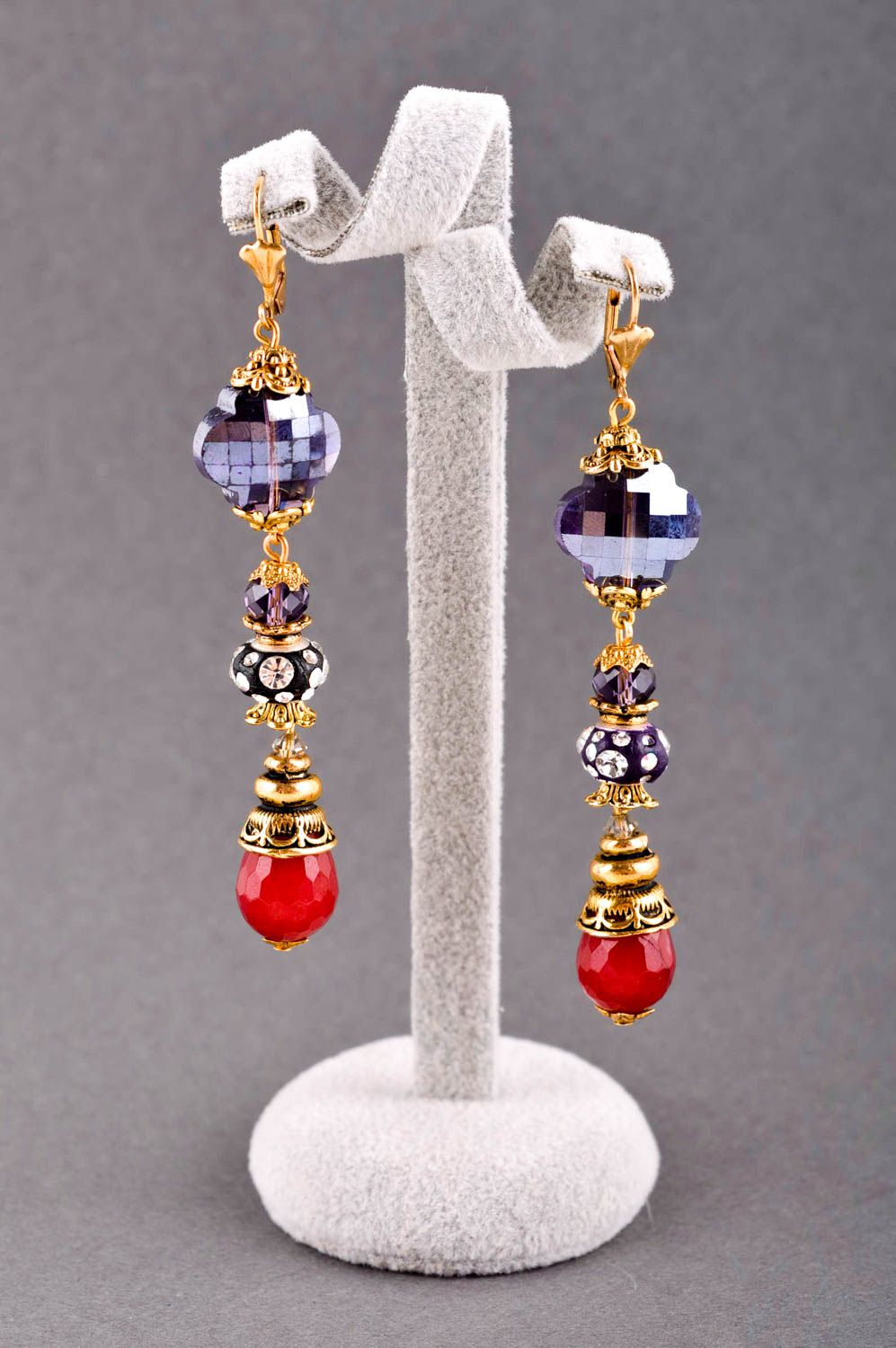 Handmade earrings with natural stones stylish accessories fashion jewelry photo 1