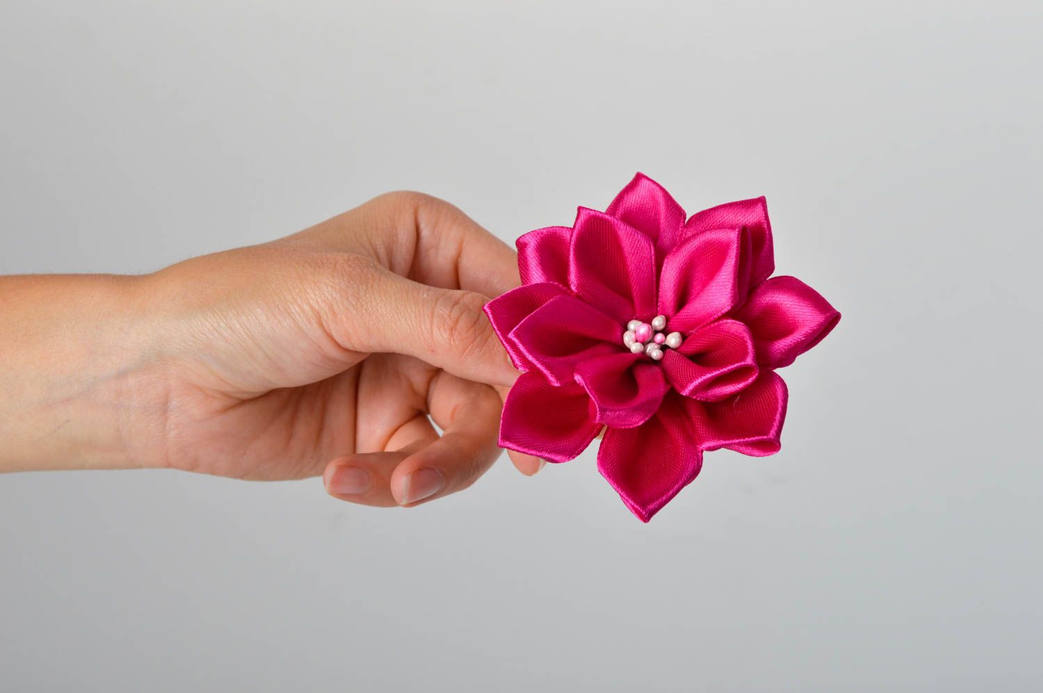 Handgemachte Haarspange Blume rosa Schmuck für die Haare originelles Geschenk foto 2